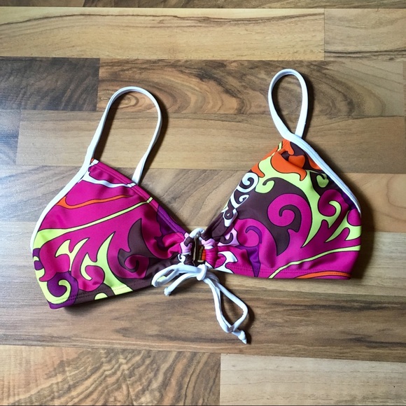Athleta Other - ATHLETA Bikini Top Retro 60’s Pattern Buckle Sm